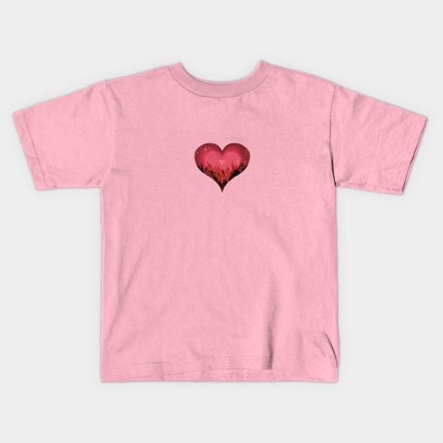 Heart on fire Kids T-Shirt by ixskywalker